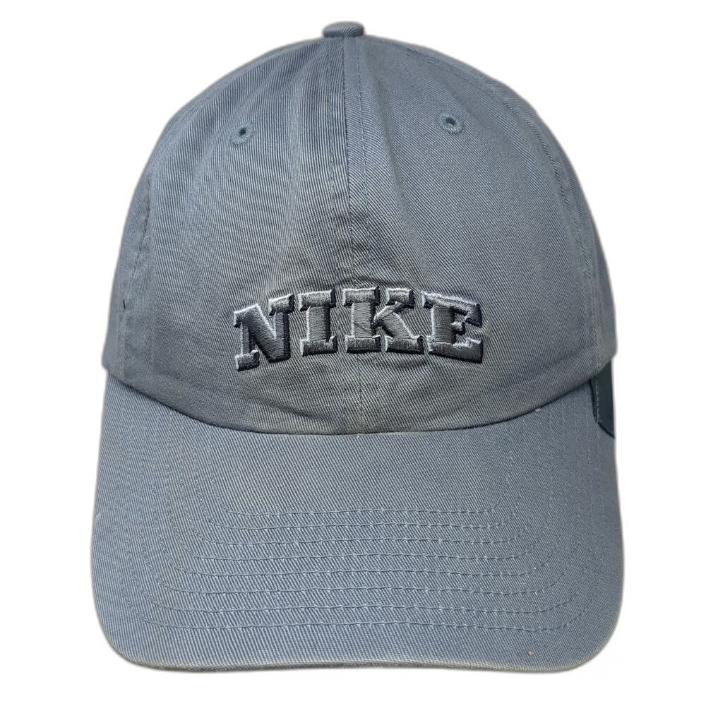 Nike Baseball Cap Blue One Size Embroidered Logo Swoosh Cotton Slideback Hat